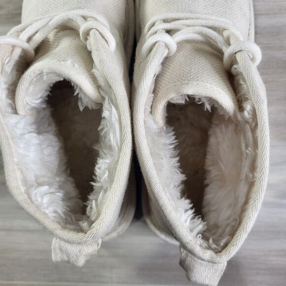UGG Neumel Natural Chukka Boots Mens Ivory Size 10 High Top Lace Up Fur Canvas main image 11